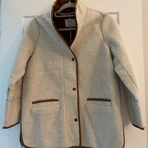 Cozy White and Brown Sherpa Jacket
